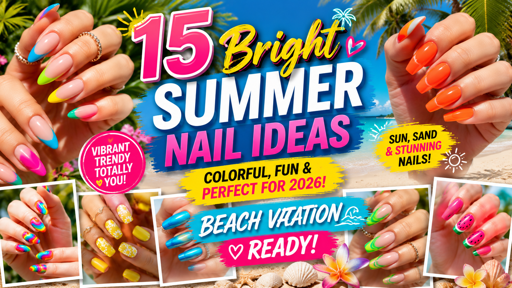 15 Bright Summer Nail Ideas for beach vacation 2026