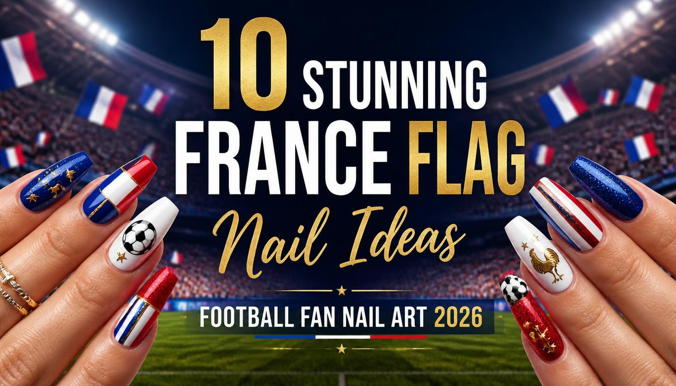 10 France Flag Nails