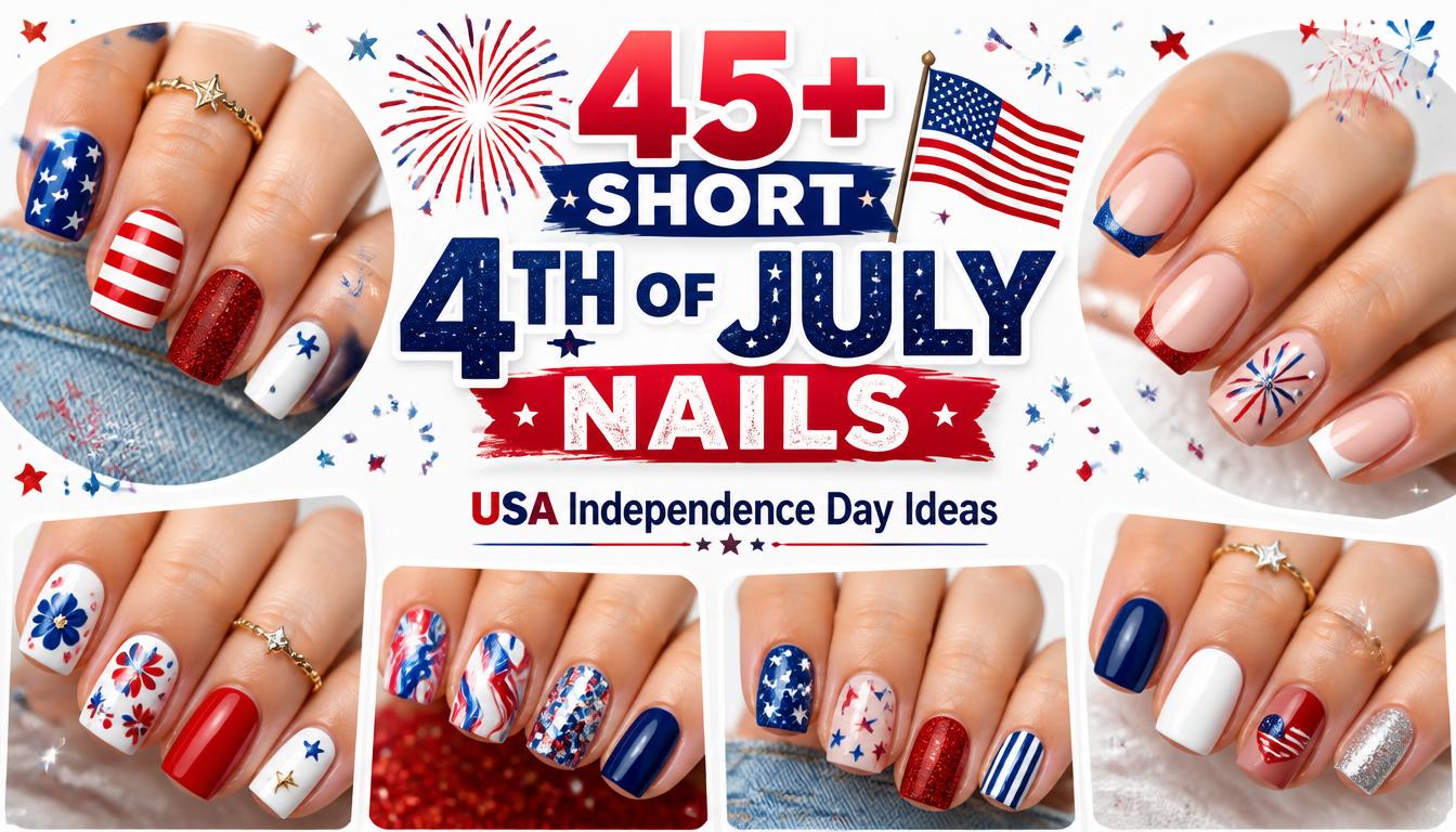 45+ Short 4th of July Nails for USA Independence Day