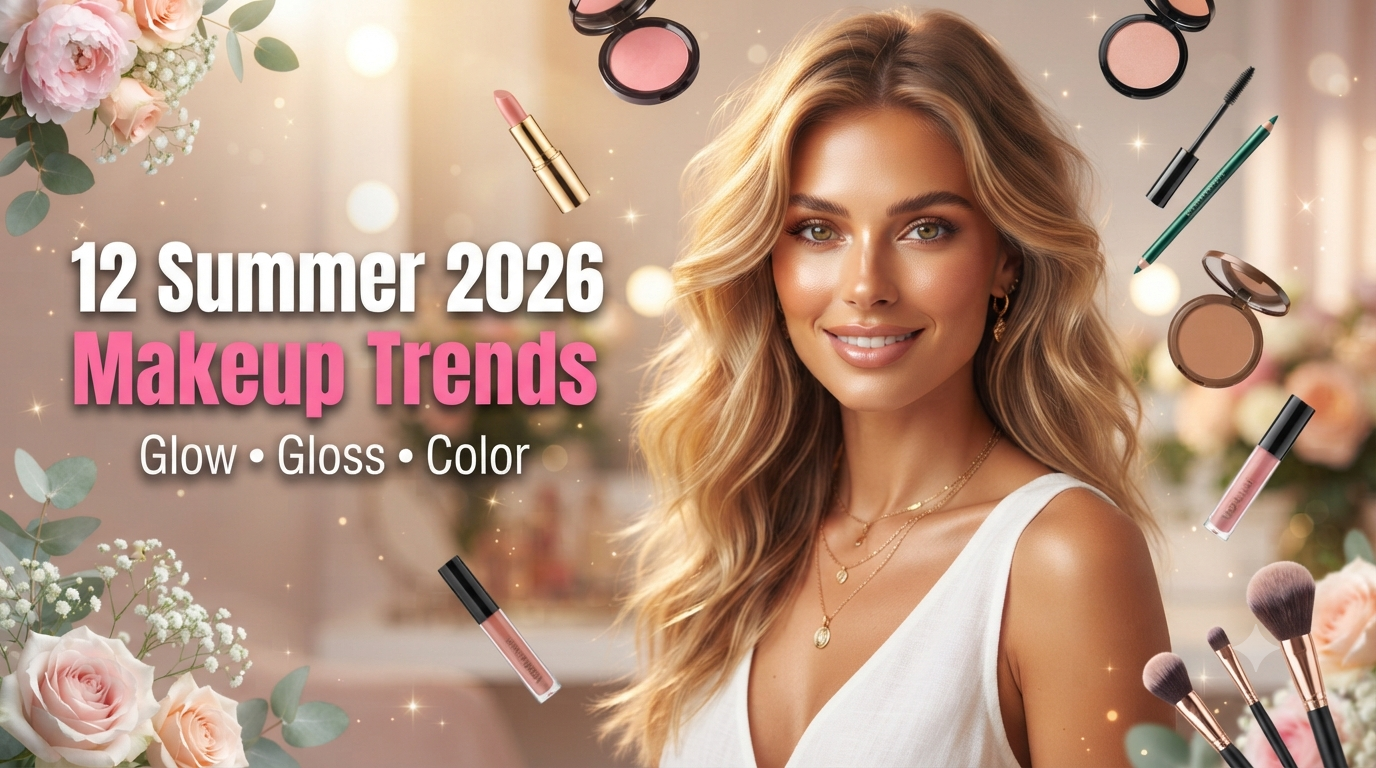 summer 2026 makeup trends, summer makeup 2026, makeup trends 2026, trending makeup looks, beauty trends 2026, summer beauty trends, natural makeup look, soft blur skin, bronzed glow makeup, watercolor blush, ombre blush, blurred blush, watercolor eyeshadow, colored eyeliner, colored mascara, doll lashes, wispy lashes, cloud lips, glossy lips, bold lip colors, everyday makeup, vacation makeup, beach makeup, festival makeup, bridal guest makeup, glowy makeup, makeup inspiration, makeup ideas, makeup for women, beauty inspiration, makeup tutorial, makeup aesthetics, trending beauty, Pinterest makeup ideas, summer glam, makeup looks for summer